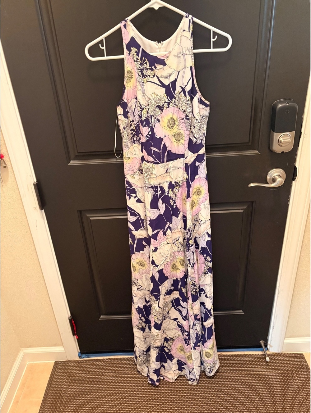 Yumi Kim Purple Floral 100% Silk Maxi Dress Racerback XS